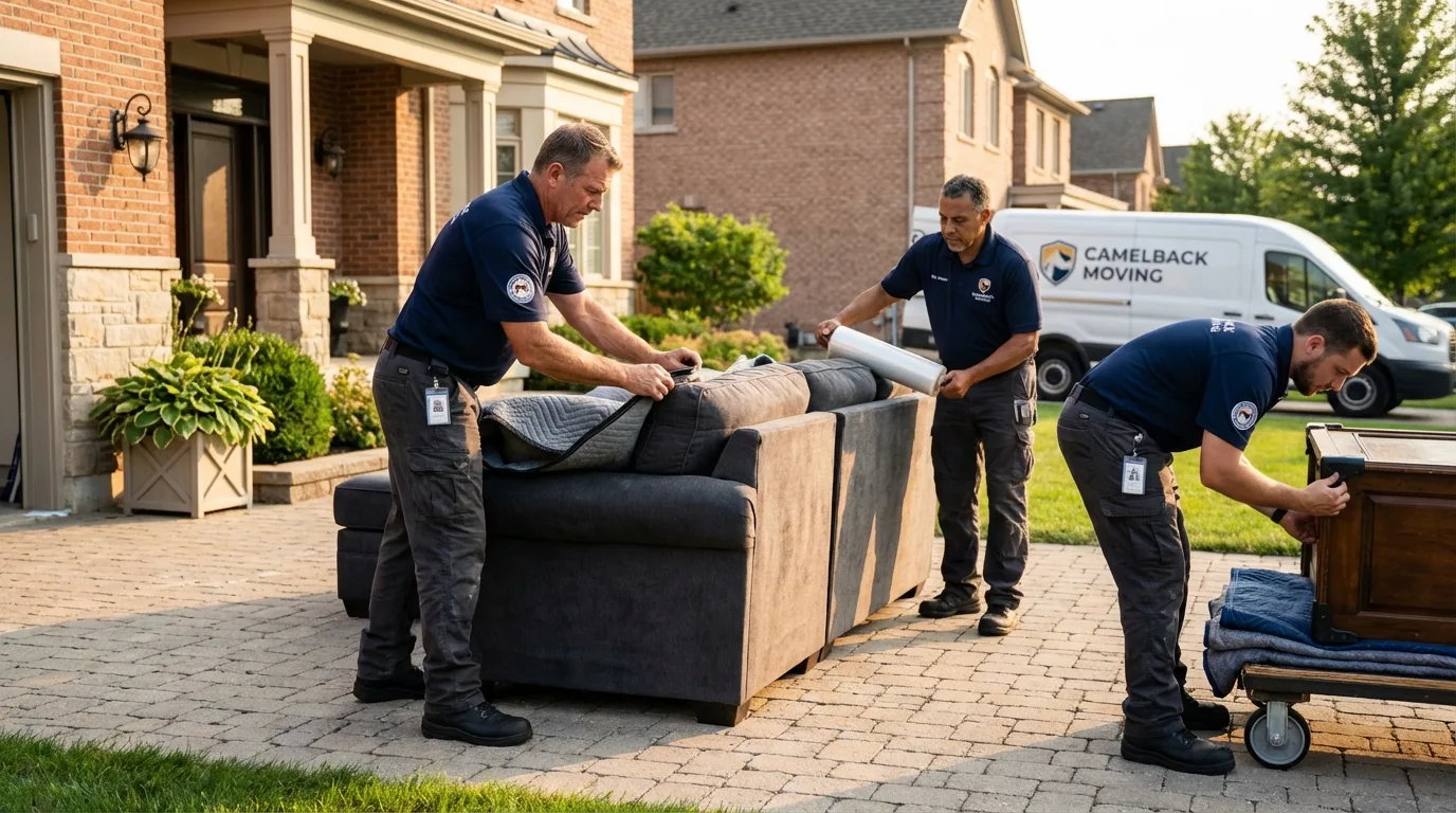 Large estate moving crew wrapping furniture in Strawberry, CA